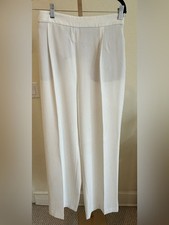 Zara White Wide Leg Trousers High Rise Pants Ivory Minimalist Size L