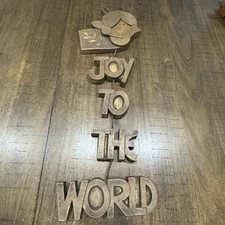 Vtg 1970’s Abbey Press JOY TO THE WORLD Wall Hanging Resin Bronze USA VGC Rare!