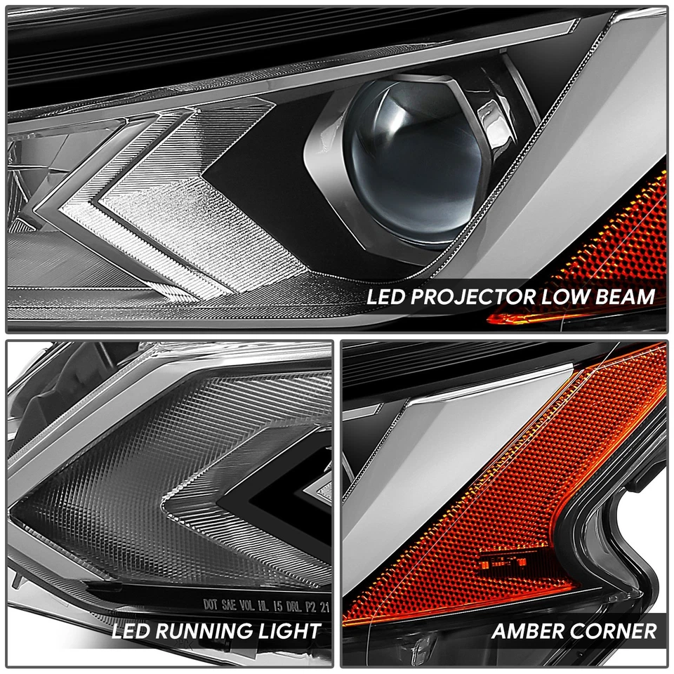 Faro proyector LED ámbar cromado lado izquierdo estilo OE Nissan Altima 19-22 Fit Foto 3 de 4