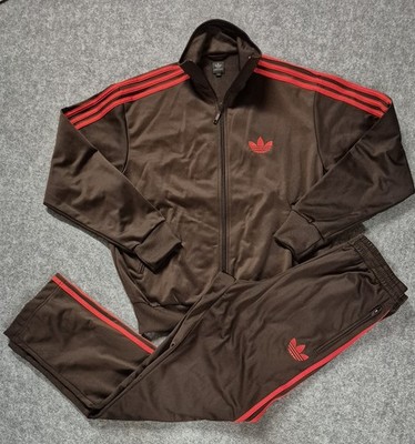 Vintage Adidas Firebird Tracksuit Track Suit Pants Jacket - Brown Orange NEW