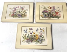 Vintage Pimpernel Placemats Unique Floral Flowers Set of 3 Cork Back Botanical