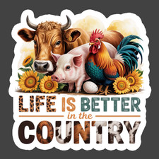 Farm Animal Sticker Vinyl Decal Life Is Better In The Country Rustic Farm Farm Animal Sticker Vinyl Decal Life Is Better In The Country Rustic Farm
