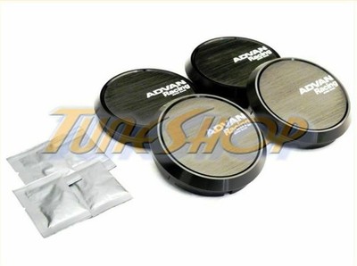 4 ADVAN BLACK FLAT TYPE 73MM WHEELS CENTER CAPS RZ RS RG TC RC TC-II TC-III RT