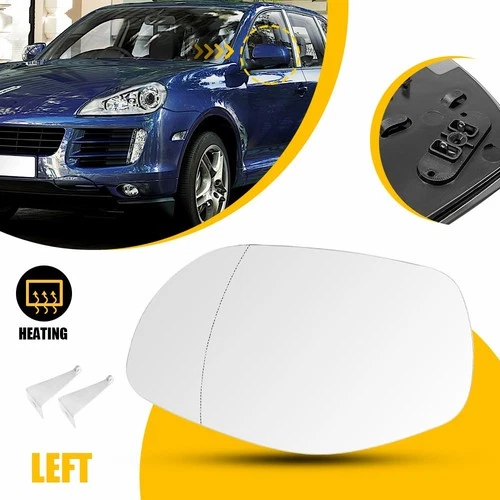 Driver Side View Mirror Glass Power Heated For Porsche 08-10 Cayenne 95573103804