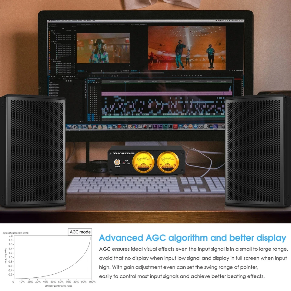 Micrófono Doble + Pantalla Medidor VU Analógico LINE para Amplificador Nivel de Sonido Panel DB Foto 4 de 4