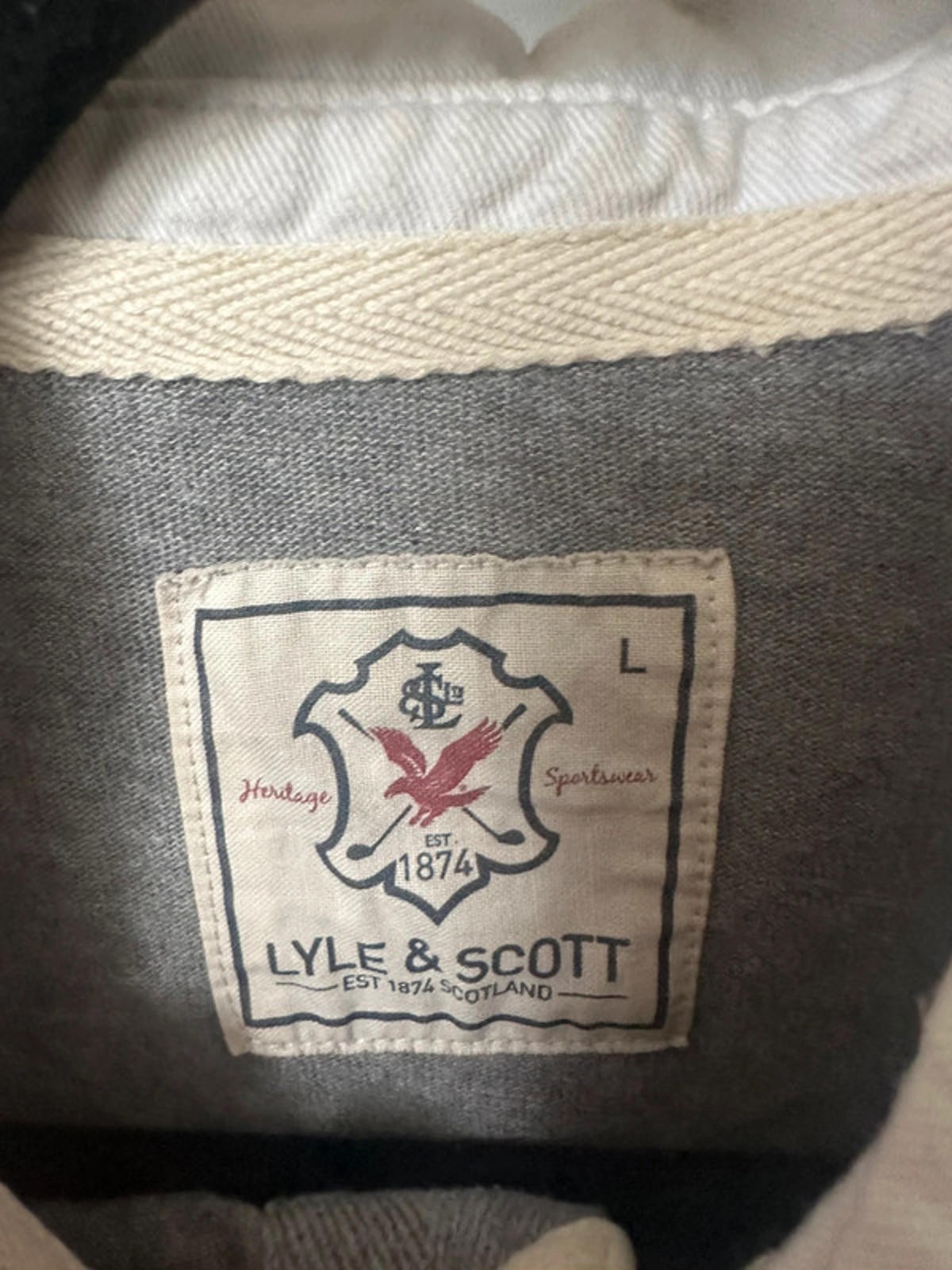 RARE Lyle & Scott Rugby Polo Shirt Grey Large image 4