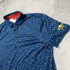 Redvanly Floral Golf Polo Shirt Blue Men’s M Preppy Athletic