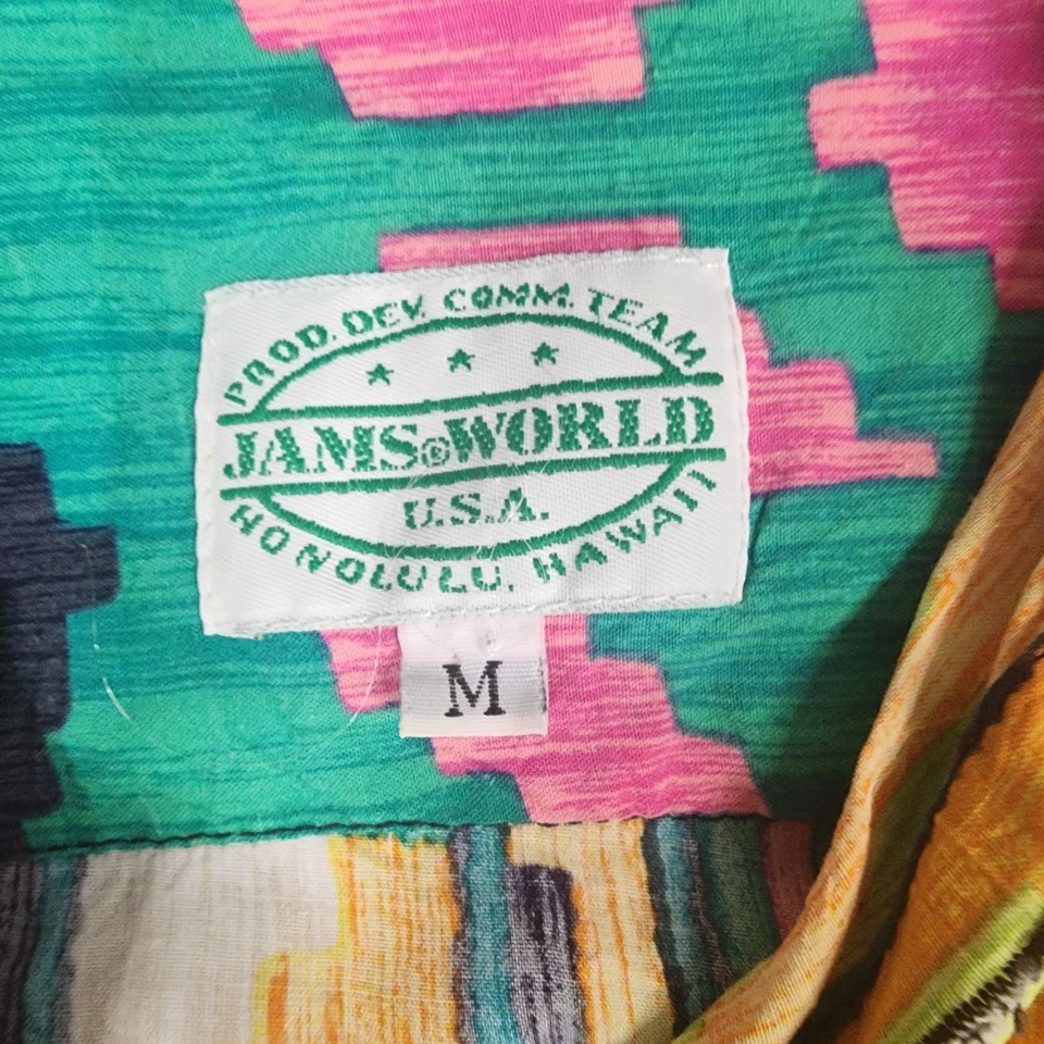 Jams World Shirt Mens Medium Surf Line Hawaii Crinkle Button Up 90s Vintage Top - Image 3 of 4