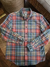 L.L Bean Washed Buchanan Plaid Slightly Fitted Men's Large Scotch Plaid