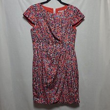 Eliza J Faux Wrap Dress Size 8 Abstract Print Knee Length Cap Sleeves Party Date