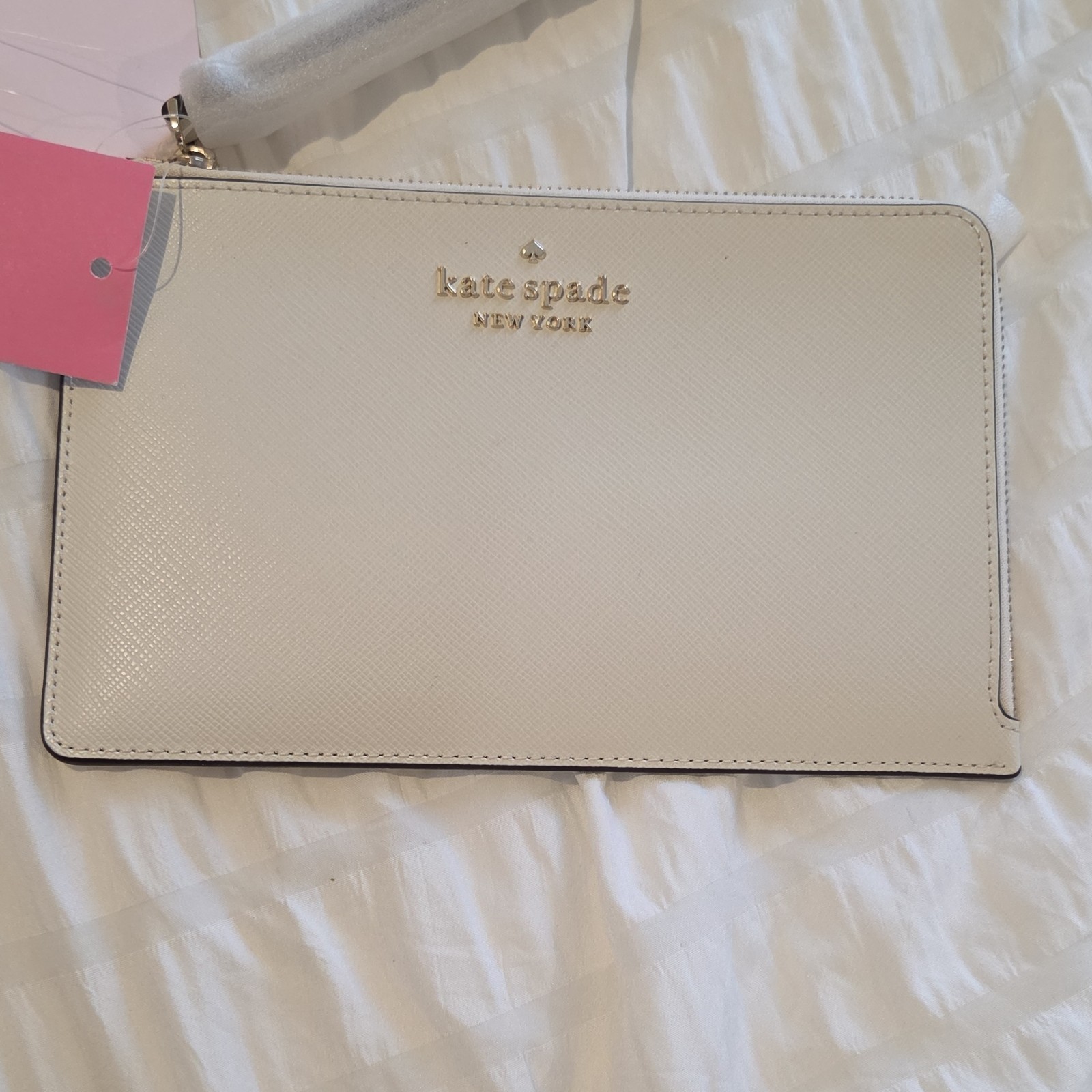 Kate Spade New York Ivory Women's Wallet Zip-Around Folding Logo Credit Card
