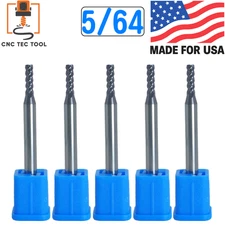 5 PCS 5/64" 4 Flutes Square Carbide End Mill Bit AlTiCrN Coated HRC 50