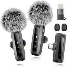 Wireless Microphone Mini Mic for iPhone/Android Phone, LED Display Lavalier Mic