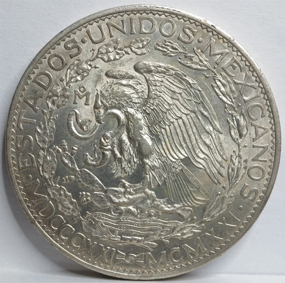 MEXICO Republic 2 Dos Pesos 1921 Mo XF+ Silver Angel Independence Victory #R51 - Image 2 of 4