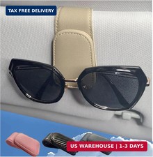 CHOSMOYI Magnetic Leather Sunglass Holder for Car, Sunglasses Clip for Car Visor