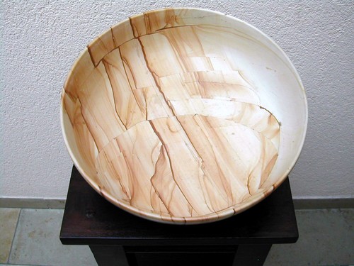 Stein Obst Schale Handarbeit Ruinenmarmor Landschaftsmarmor Paesina beige ø 30cm - Bild 7 von 22