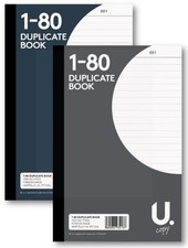 2 x Duplicate Book 1–80 Half Size With Carbon Sheets Numbered Pages Invoice Book