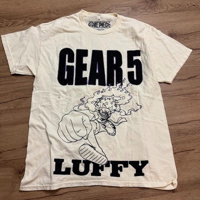 One Piece T-shirt Monkey D. Luffy Gear 5 Adult Japan Anime Beige Medium new