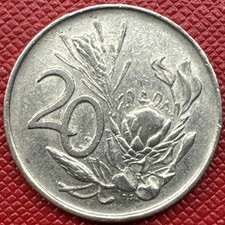 South Africa 1971 Nickel 20 Cents. King Protea. KM# 86