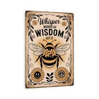 Whisper Words Of Wisdom Tin Metal Signs– Vintage Bumblebee Wall Art With Sunflow