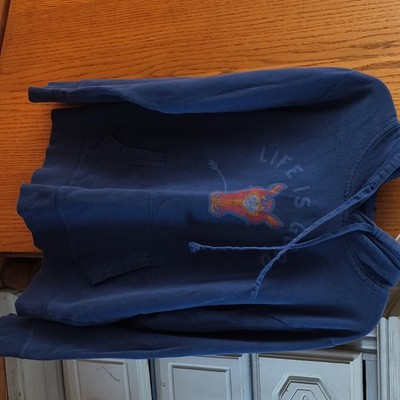 Life is Good Women's Blue Pullover Hoodie Fleece Logo Long Sleeve P/S/CH