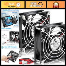 80mm Brushless DC Cooling Fan 24V, 2-Pin, 2-Pack, Quiet  Efficient for PC/DIY