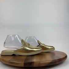 Womens Sam Edelman Kira Metallic Gold Leather Loafers Flats Mules Shoes Size 7