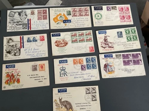 10 vintage Australian First Day Covers Various From 1950’s And 1960’s