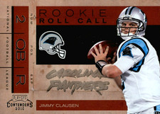 2010 Playoff Contenders ROOKIE ROLL CALL #3 Jimmy Clausen RC Carolina Panthers