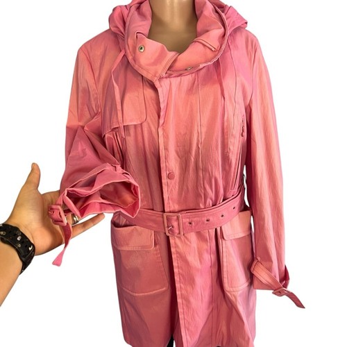 Samuel Dong Womens Vintage Pink Belted Raincoat Size Large - Picture 3 of 11