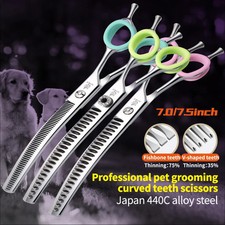 Fenice 7.0/7.5 inch Professional Dog Grooming Shears Curved Thinning Scissors