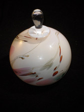 Signed Studio Art Glass Orb Shape Perfume Bottle Swirl Veining Design & Stopper