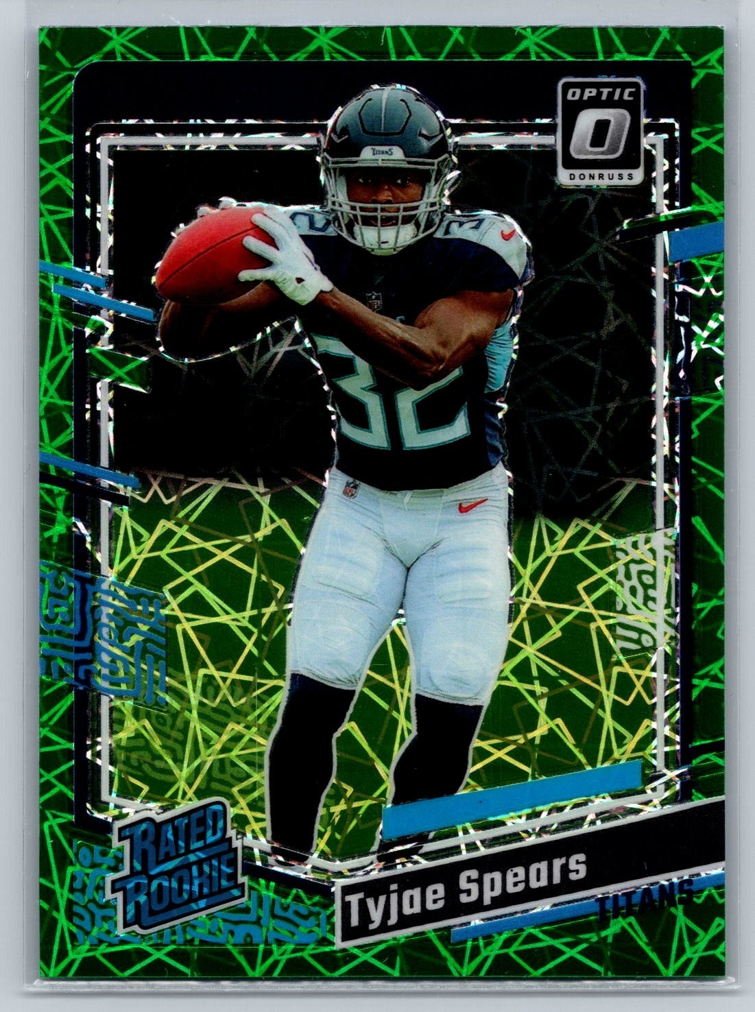 2023 Donruss Optic #297 Tyjae Spears Rated Rookie Green Velocity Titans
