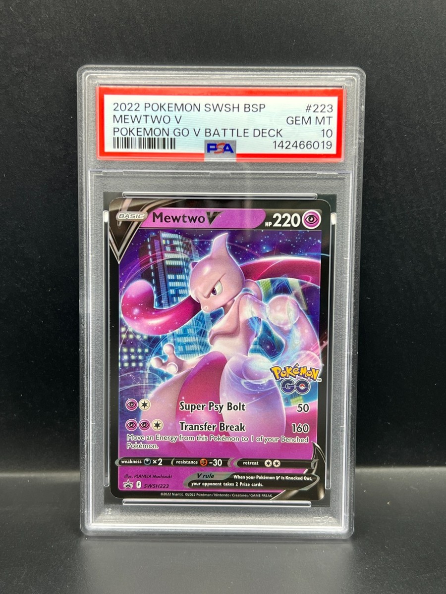 Pokemon PSA 10 GEM MT Mewtwo V SWSH223 Pokemon GO V Battle Deck