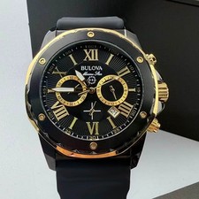 Bulova Marine Star Men's Chronograph Quartz Watch Silicone Strap 98B278 44 mm
