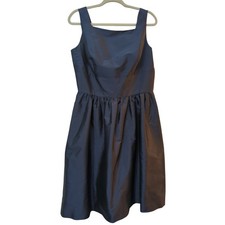 Alfred Sung Size 14 Midnight Navy Dress Sleeveless Fit Flare Pockets Cocktail
