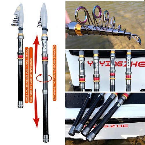 Carbon Fiber Fishing Rod And Reel Combo Super Hard Telescopic Fishing Pole Spinn - Picture 3 of 6