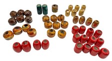 Lot of 47 Vintage 1970 s Ceramic Pottery Macrame Beads Handmade Glazed 1-1.5