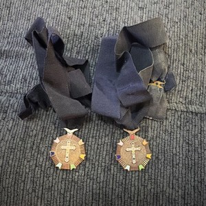 2- Cross of Color Medal & Ribbon Rainbow Girls Order Of The Eastern Star Masonic