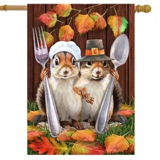 Briarwood Lane Thankful Chipmunks House Flag