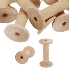 6Pcs Wooden Empty Spools 3.1" x 1.7" Sewing Thread Spool Wood Color