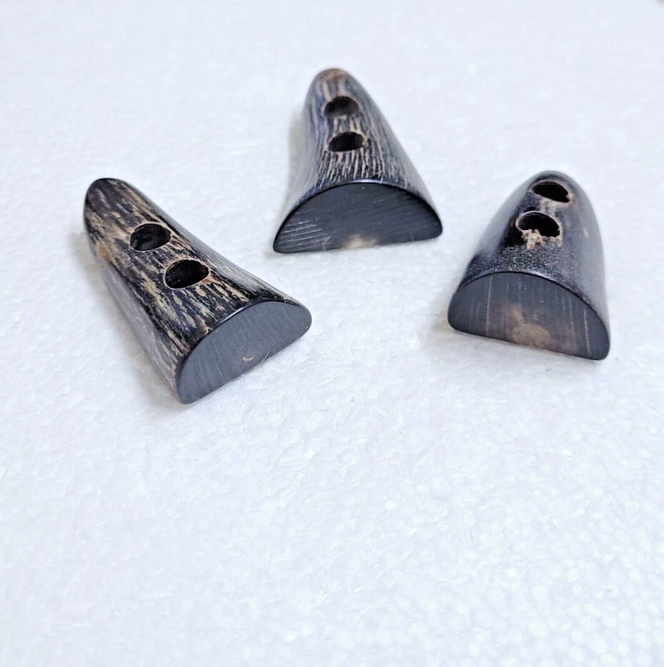 Dark Horn Toggle Button 1.2" - 1.6" Half Tip Duffle Coat Jacket Bag Sewing Craft - Image 3 of 4