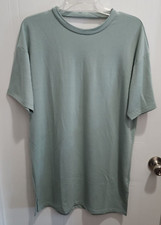NEW Forever 21 Women's Short Sleeve Boxy Knit Dress Back Cut Out Sage Green Sz S