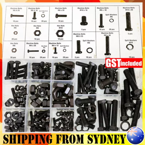 240X Hex Head Nut and Bolt M4 M5 M6 M8 M10 Kit Tools Washer Assortment Box New A