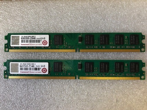Transcend 4GB (2x2) DDR2 800 U-DIMM Memory Module 2Rx8 240-Pin Low Profile - Picture 1 of 2