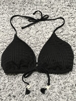 Wild Fable Black Size XL (16) Removable Pads Triangle Front Tie Bikini Top