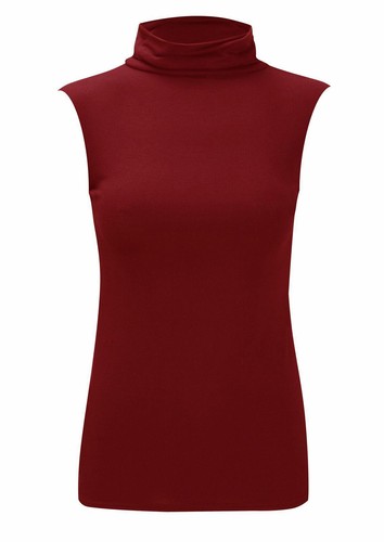 Top donna smanicato collo alto donna collo polo tartaruga bodycon top - Foto 24 di 24