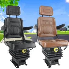 Universal Tractor Seat f/Dumper Forklift Mower Digger W/Armrest+Suspension Base
