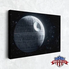 A Moon Without Light Wall Art, Death Star Canvas Print Poster for Home Decor