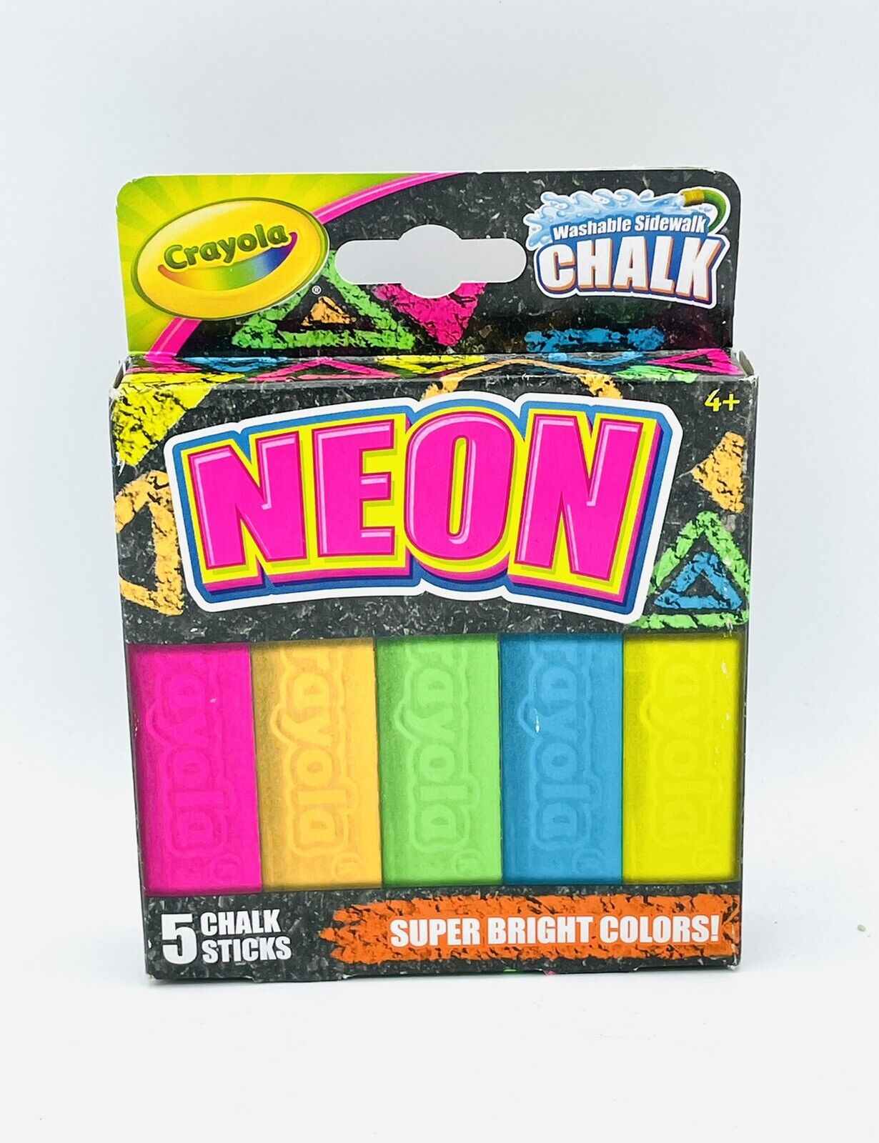Crayola Washable Sidewalk Chalk, Neon Chalk, 5 count Stocking Stuffer SHIPS FREE